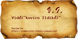 Vidákovics Ildikó névjegykártya