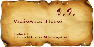 Vidákovics Ildikó névjegykártya